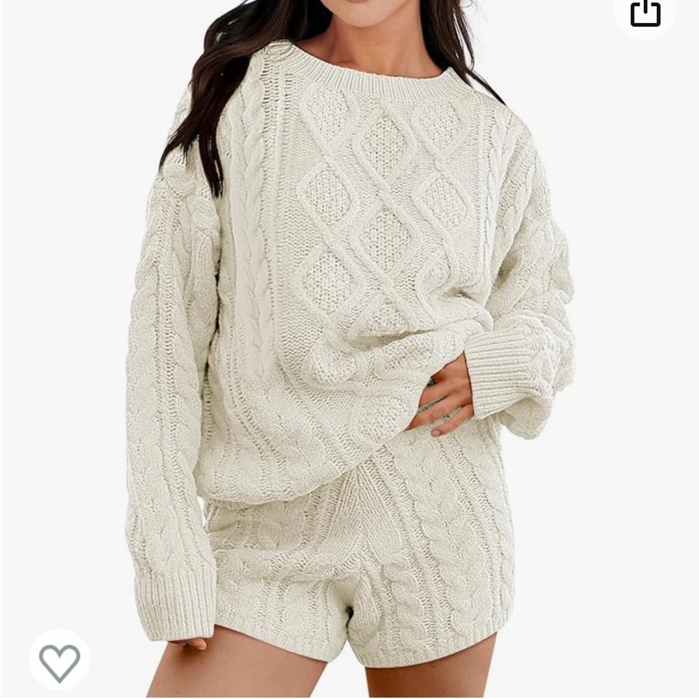 Long Sleeve Cable Knit Chunky Oversized Pullover Sweaters Winter Lounge Sets XL